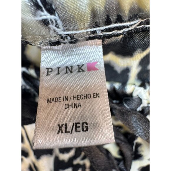 By Pink Womens Sleepwear Leopard Print Pajama Set Extra Large Black Tan - Picture 15 of 16